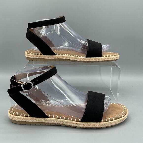 NEW Style & Co Women’s Peggyy Ankle Strap Espadrille Flat Sandals Black Size 8M - Picture 1 of 10